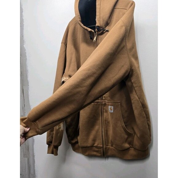 CARHARTT Men's Sweatshirt Jacket XL Distressed Thrashed Hooded Workwear WARM - Picture 7 of 13